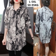 Spring Long Sleeve Shirt Women Korean Style Plus Size Printed Blouse Labuh Murah Muslimah Baju Kemeja Perempuan Blause Wanita