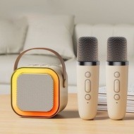 Actual 【COD】Mini Speaker Bluetooth Karaoke With 2 Microphone K12 Portable Bluetooth Audio Wireless K