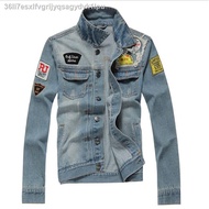 lowest price มีสินค้า❂Men Fashion Slim Denim Jacket Jeans Coat jaket seluar lelaki