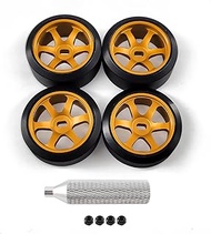 6 Spoke Wheel Rims & Rc Car Drift Tires for 1/28 RC Hobby Model Car, [2*Narrow+2*Wide] 4 Pcs 20mm Al