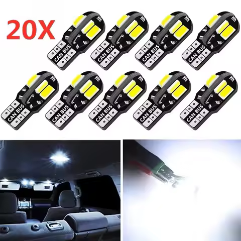 20/10PCS Car Interior Bulb W5W T10 LED 5730 8SMD Canbus Error Free 12V 194 168 Map Dome Lights Parki