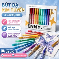 ENMY glitter marker set: Glitter marker with 12 convenient colors, suitable for students and working