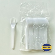 Disposable White Plastic 5" Fork Disposable Plastic Dessert Fork (50 Pcs)