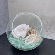 水晶造景玻璃瓶 非洲白晶 白水晶球 斑彩螺 黃水晶滾石