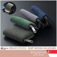 [SG SELLER] Suede 11-Slot Card Holder RFID Blocking Zipper Wallet Multifunctional