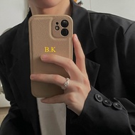 [Woo Fashion Case] เคส PU นิ่มหนังลายตัวอักษรออกแบบได้จากเกาหลีสำหรับ Iphone 14 13 Pro Max 12 11 X XS XR 7 8 Plus SE เคสมือถือสุดหรู