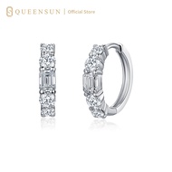 18k Gold Lab Diamond Emerald Cut Full Diamond Hoop Earrings | Minimalist Luxury Hoop Studs | Daily W