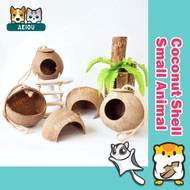 AEIOU😺 Coconut Shell House Rumah Sugar Glider Hamster Bird Small Pet Cave Shelter Habitat Nest
