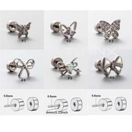 1 Piece Bowknot Butterfly Cartilage Earring Stud Helix Piercing 20Gauge Stainless Steel