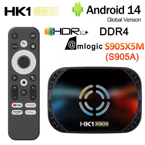 Newest HK1 RBOX X50 Android 14 TV Box Amlogic S905X5M(S905A) 2.4G/5G Dual WIFI6 DDR4 1000M LAN AV1 M