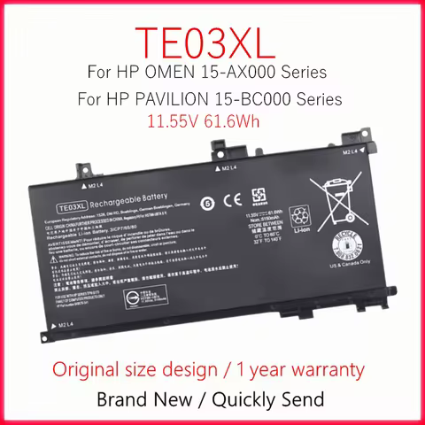 TE03XL Laptop Battery For HP PAVILION 15-BC000 OMEN 15-AX000 HSTNN-UB7A 849570-541 849910-850 TPN-Q1