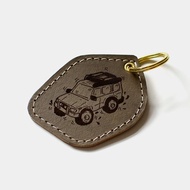 【海腦中的印表機】雷射雕刻皮革鑰匙圈 客製化牛皮吊飾 中文