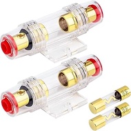 2 Packs Fuse Holders with 100A AGU/5AG Fuses, 4-8 Gauge AWG in-Line Car Amp Fuse Block Kit for Car A