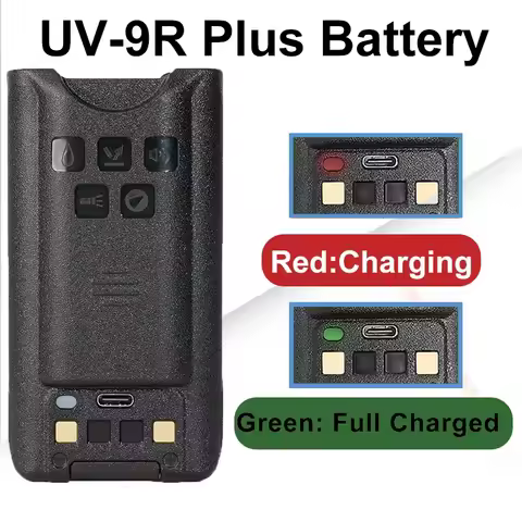 Baofeng UV-9R Pro Walkie Talkie Battery Upgraded Thicken Support Type-C Charging Real 2100mAh Li-ion
