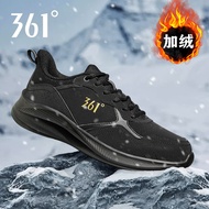 361 Sports Shoes Men Winter Fleece-Fleece Warm Men's Shoes Thick Cotton Shoes Men's Leather Surface 