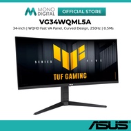 ASUS  34 Inch VG34WQML5A WQHD 3440x1440p 1500R Curved 250Hz 0.5ms Monitor VA Panel HDR PC Desktop PS