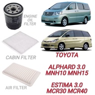 (SET) FILTER TOYOTA ALPHARD MNH10 MNH15 3.0 V6 2WD 4WD AWD ESTIMA MCR30 MCR40 ENGINE OIL FILTER AIR 