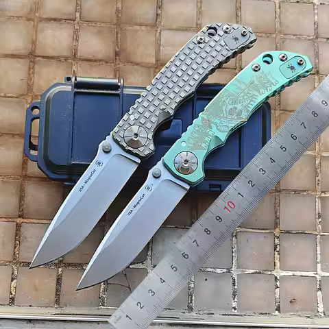 JUFULE Made Spartan Blades Harsey Folder Knife Titanium Handle Mark MagnaCut Ceramic Bearings Pocket