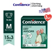 Combo 3 CONFIDENCE CLASSIC DAY Adult Diapers size M / Pack Of 15 Pieces