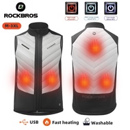 ROCKBROS Heated Vest 5 Places USB Heated Jacket Thermal Clothing Hunting USB Infrared Heating Vest Washable Men Winter Warm