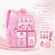 YADOU กระเป๋าเป้สะพายหลังสำหรับเด็กลายหมีสตรอเบอรี่น่ารักพร้อมความจุขนาดใหญ่สำหรับเด็กนักเรียน