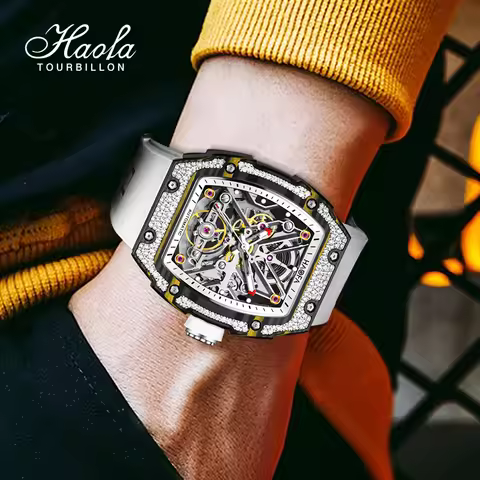 Haofa Automatic Mechanical Man Watch Sapphire Carbon Fiber Case Fashion Men's Watches Skeleton Luxur