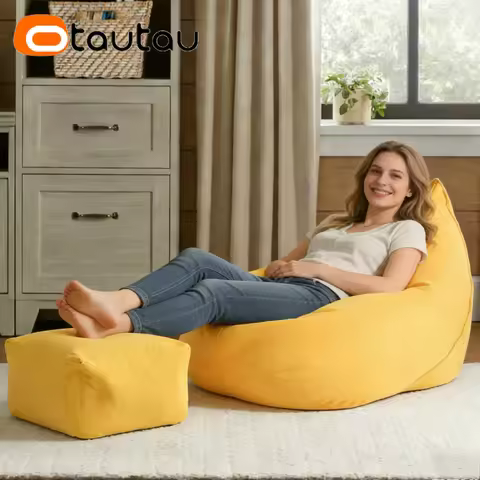 OTAUTAU Soft Cotton Bean Bag Lounger Cover Chaise Lounge Pouf Ottoman Beanbag Cover SF609【No Filler!