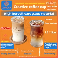 Cc 400ml Creative Glass Cup Fashion Clear Coffee Cups for Juice Milk Tea