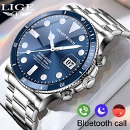LIGE Bluetooth Call Men Smart Watch Gold&amp;Blue Screen Heart Rate Waterproof Sport Bracelet For Women Android&amp;IOS Smartwatches