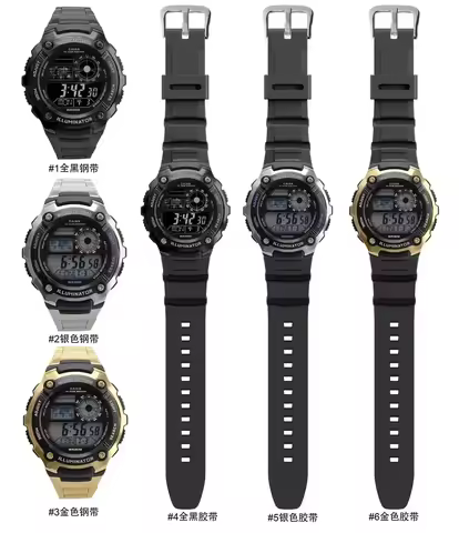 Sport Digital Electronic Unisex Watch World Time Full Function LED Display Alloy Dial Oak Series