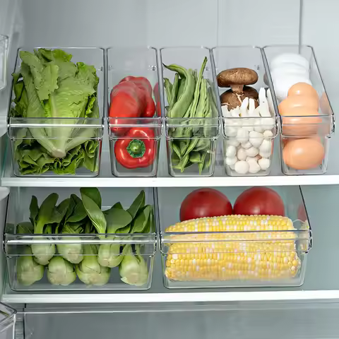 Refrigerator Organizer Bin Fridge Egg Storage Box Clear fridge organizer containers Freezer Pantry C