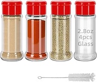 Glass 2.8oz 80ml Seasoning Containers with Screw Lids to Pour or Shake,Portable Empty Clear Spice Ja