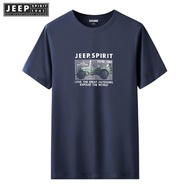 JEEP SPIRIT 1941 ESTD Mens short-sleeved t-shirt Mens 100% cotton t-shirt Sporty breathable loose fi