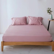 【Ready Stock】 ☏㍿ D10 100 Organic Luxury Bamboo Fiber Fitted Bedsheet Silk Cooling Feel Bed sheet Sup