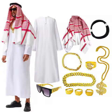 Middle East Arabic Robe Costume Suit Men Women Dubai Tycoon UAE Cosplay Costume Stage Performance Ha