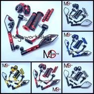 Variation Package 5 Items TOMOK V5 Rearview Mirror+SHARK HANDGRIP+PROGUARD ROBOT+JALU Axle JUMBO+UNI