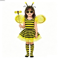 JUNMPERRD Bee Costume Set, Costume Wings Striped Knee Stocking Bumblebee Costume, Festive Tutu Skirt