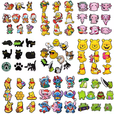 Miniso Cartoon Animal Yellow Duck Pooh Bear Cat Christmas for Shoe Charms Accessories DIY Decoration