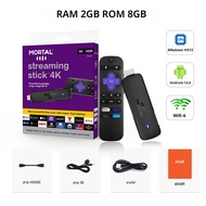 สมาร์ททีวีสติ๊ก Android14 Allwinner H313 Mortal Q8 ultra Chromecast รีโมทสั่งงานด้วยเสียง WiFi 6 4K6