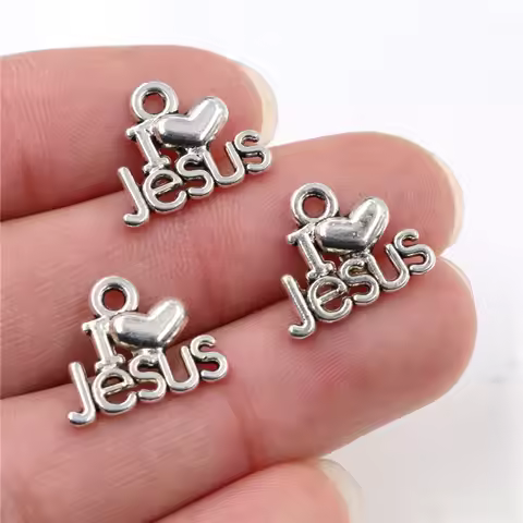 22x18mm 20pcs Antique Silver Plated I Love Jesus Handmade Charms Pendant:DIY for bracelet necklace-R