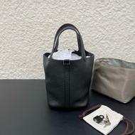Hermes/愛馬仕picotin18 菜籃子so black全黑水桶包手提包