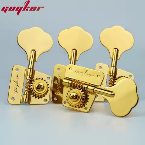 GUYKER Open Frame Electric Bass Machine Heads Tuners Tuning Peg Gear Ratio 1:20 Gold