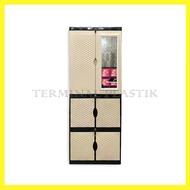 LEMARI PLASTIK DIVA 4 SUSUN DORAEMON HELLO KITTY KUNCI KACA