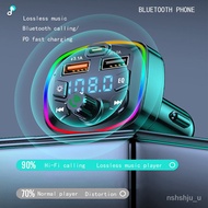 LP-8 SMT🧼CM Q7 New Car Charger MP3 Player Bluetooth 5.0 FM Transmitter PD Type-C Dual USB Colorful Ambient Light Cigaret