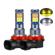 [2 Pieces] 24 LED Dual Color Car LED Fog Light H3 LED Bulb H4 H7 H11 H8 Ultra Bright Car Fog Light 9