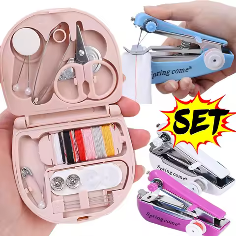 Mini Manual Sewing Machine Kits Portable Hand Stitcher Sewing Machine Repairing Tool For Fabric Clot
