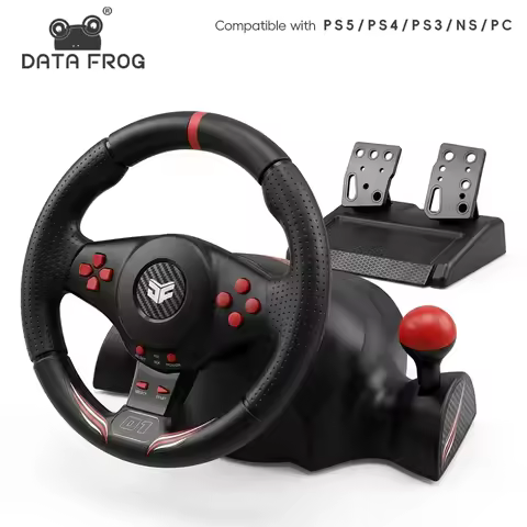Data Frog Home Entertainment Racing Game Wheel Comfort Grip Vibration Steering Wheel for PS5 PS4 PC