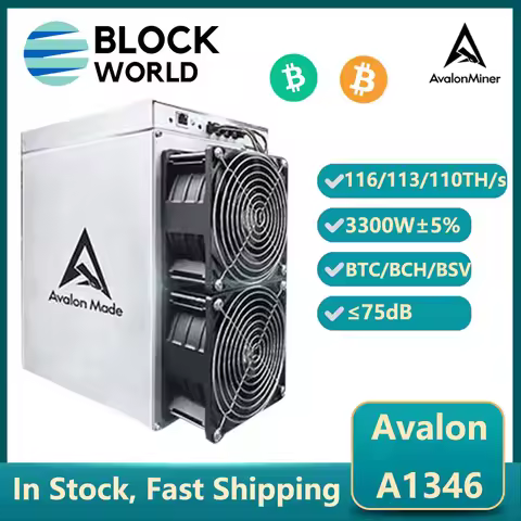 Used Avalon A1346 113TH/s 110T 107T Bitcoin Miner 3300W Avalon BTC Miner A1346 ASIC BTC Mining Than 