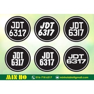 Number Plate Bulat Motorcycle Sticker (Custom Design) Motor