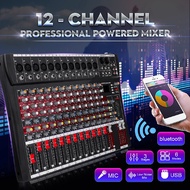 12 Channel Bluetooth Live Studio Audio Mixer Mixing Console XLR Input Professional Sound Mixing DJ Console w/ USB 48V